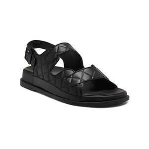 INC Womens Black Adjustable Quilted Liyana Round Toe Buckle Slingback Sandal 6 M